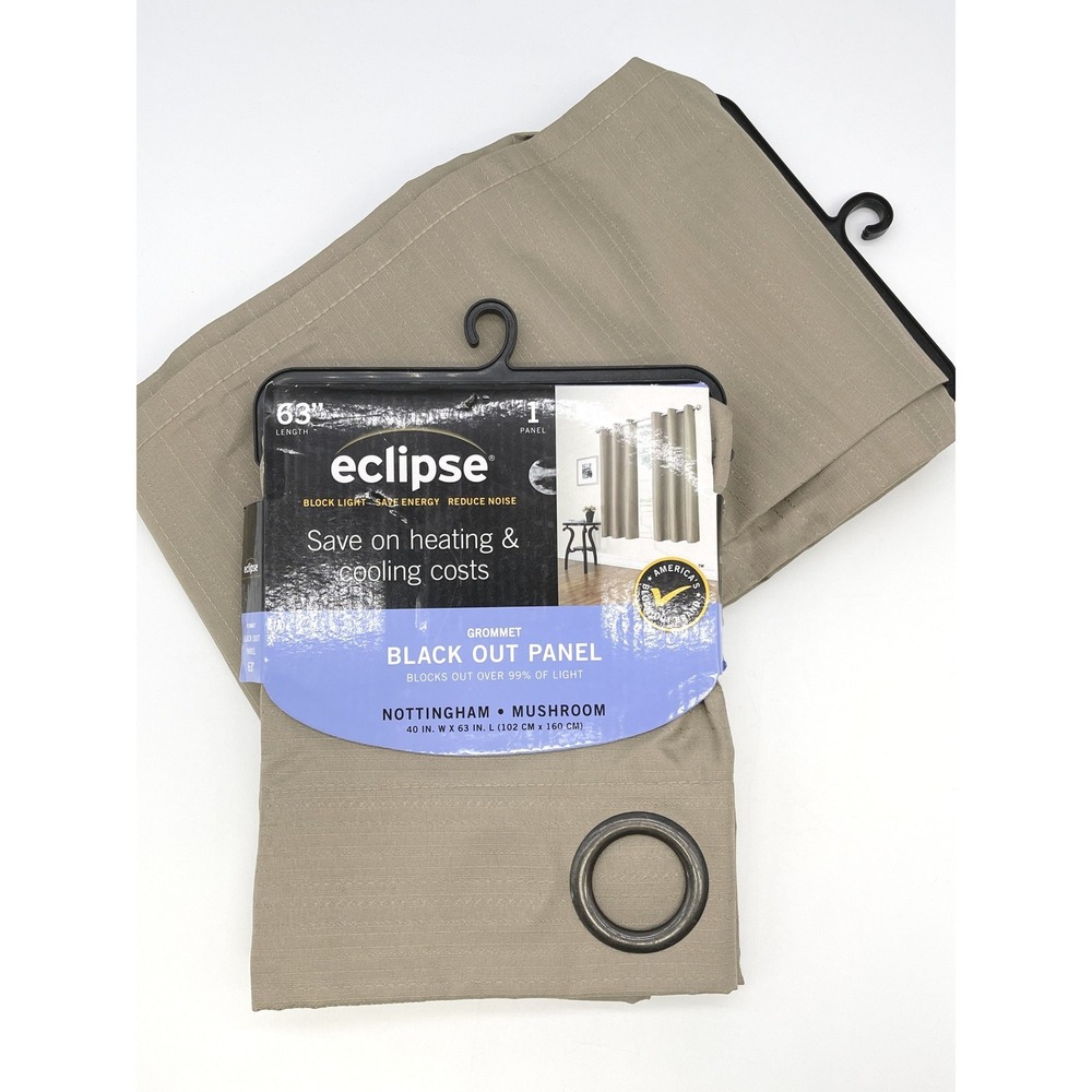 Eclipse Nottingham Blackout Curtain Panel 40 X 63 Mushroom Thermal Grommet